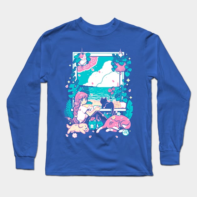 Lazy Morning Long Sleeve T-Shirt by Pixeleyebat